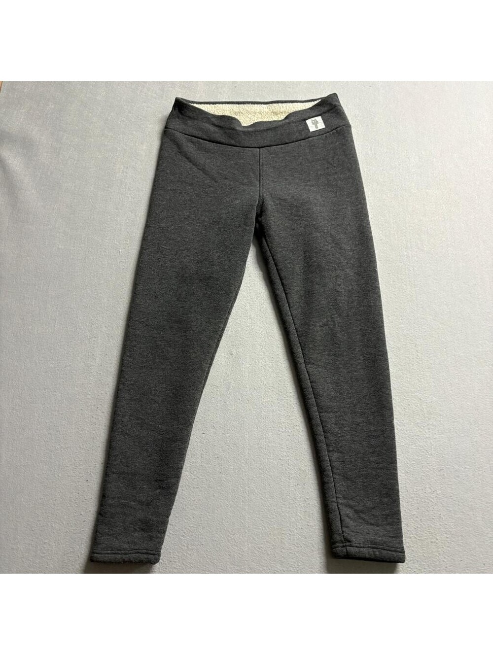 Girls Fleece Lined Leggings Gray Thick Sherpa Warm Winter Pants Size L 10-12